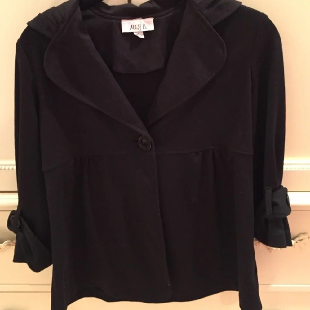 Knit black pea coat jacket